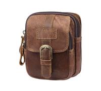 Sac Banane Vintage en Cuir pour Homme Pochette De Voyage pour TéLéPhone Portable avec Boucle pour Course à Pied RandonnéE Cyclisme Marron