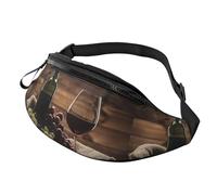 Sac banane vintage en forme de verres à vin rouge raisin pour homme et femme, sac banane décontracté pour le sport, la course à pied, sangle réglable, Noir , Taille unique, Sacs banane