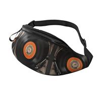 Sac banane vintage imprimé disque vinyle pour homme et femme, sac banane avec sangle réglable pour voyage, sport, noir, taille unique, Noir , Taille unique