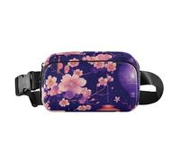 Sac banane vintage japonais rose violet tendance pour femme homme sac à bandoulière imperméable avec sangle réglable pour le shopping, le sport, le travail, Lampe vintage japonaise rose violet, 1 size