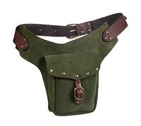 Sac banane vintage médiéval en cuir Petit sac à main en cuir pour le sport, l'équitation, les hanches, grande taille, Vert, Taille unique