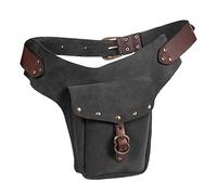 Sac banane vintage médiéval en cuir Petit sac à main en cuir pour le sport, l'équitation, les hanches, grande taille, gris, Taille unique