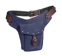 Sac banane vintage médiéval en cuir Petit sac à main en cuir pour le sport, l'équitation, les hanches, grande taille, bleu, Taille unique