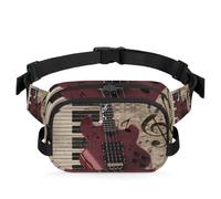 Sac banane vintage pour guitare, piano, note de musique, sac banane multifonction pour voyage, sport, course à pied, sac banane pour femmes, hommes, filles, garçons, couleur, XL, Organiseur de sac