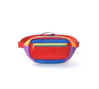 Sac banane vintage rétro pour homme et femme - Sac banane nostalgique des années 80 et 90 avec 2 poches à fermeture éclair, design à couleurs contrastées, idéal pour la randonnée, les festivals, les