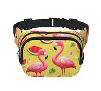 Sac banane violet vert phosphorescent pour homme et femme, sac banane réglable pour entraînement, course à pied, voyage, sac banane décontracté, Flamant rose et pastèque, Taille unique