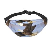Sac banane volant à motif d'aigle à tête blanche pour homme et femme, sac banane à bandoulière, sac banane avec sangle réglable, sac de poitrine décontracté pour randonnée, cyclisme, noir, taille