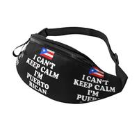 Sac Banane Voyage Léger Sacoche De Sport Je Ne Peux Pas Rester Calme, Je suis Portoricain Loisir Sac Ceinture pour Gym Camping Vie Quotidienne 14X35Cm
