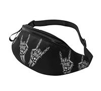 Sac Banane Voyage Main Squelette Rock N Roll Unisexe Sac À Dos De Voyage Grande Capacité,Loisir Sacoche De Sport pour Promenade De Chien Randonnée Voyage 14X35Cm
