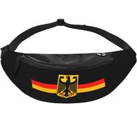 Sac Banane Voyage Réglable Sacoche De Ceinture Drapeau Allemand avec Eagle avec Prise Casque Sac De Taille pour Promenade De Chien Vie Quotidienne Alpinisme 14X35Cm