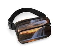 Sac banane Waterfall at Sunset avec sangle réglable pour sports de plein air randonnée Blanc 20 x 13 cm