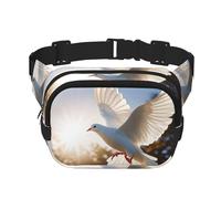 Sac banane White Dove Flying In The Sun pour femme - Imperméable et réglable - Sac banane tendance et décontracté - Pour la course à pied, l'entraînement, la randonnée, les voyages, noir, taille