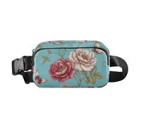 Sac banane William Morris bleu sarcelle tendance pour homme et femme - Sac à bandoulière étanche avec sangle réglable - Pour voyage, shopping, course à pied