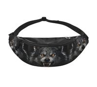 Sac banane Wolf Fury pour voyage, course à pied, mains libres | Polyester résistant. Sangle réglable. Poche pour téléphone. Idéal pour les voyages.