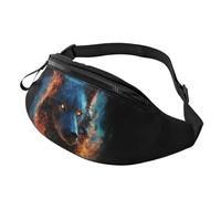 Sac Banane Wolf Head in Blue Flames Sac De Ceinture Réglable Sacoche Bandoulière Durable Waist Pack pour Camping Gym Balade