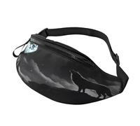 Sac banane Wolf Night Moon pour homme et femme avec prise casque et ceinture réglable pour vélo, course à pied, jogging, voyage, entraînement en plein air, cyclisme, fitness, randonnée, Noir , Taille
