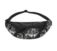 Sac banane Wolf Raven pour voyage, course à pied, mains libres | Polyester résistant. Sangle réglable. Poche pour téléphone. Idéal pour les voyages.