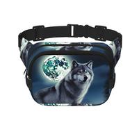 Sac banane Wolf Under Moon - Petit sac banane tendance - Léger - Pour homme et femme - Pour la course à pied, l'entraînement, la randonnée, les voyages