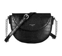 David Jones - Petit Sac Bandoulière Crocodile Femme - Sac à Main Cuir PU Matelassé Croco Porté Epaule - Sacoche Chaînes Soirée Demi Lune - Crossbody Bag Elégant Mode Tendance - Noir