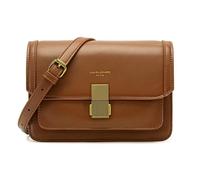 Sac Bandoulière - David Jones - Petit Sac Epaule Femme Cuir PU Rigide - Rabat Joli Fermoir - Marron Cognac