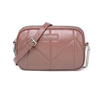 David Jones - Petit Sac Bandoulière Femme Multipoche Zip - Besace Sacoche Téléphone Simili Cuir PU Porté Epaule 2 Compartiments - Sac à Main Pochette Poches Multiples Voyage Shopping - Vieux Rose