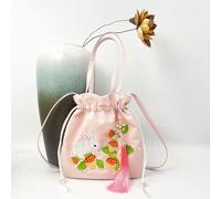 Sac bandoulière d'inspiration Hanfu Chinoise - Sac à Main en Satin de Soie brodé avec Pompon et Poche secrète(A31)