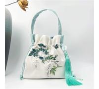 Sac bandoulière d'inspiration Hanfu Chinoise - Sac à Main en Satin de Soie brodé avec Pompon et Poche secrète(A3)