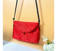 Sac bandoulière d'inspiration Hanfu Chinoise - Sac à Main en Satin de Soie brodé avec Pompon et Poche secrète(A47)