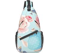 Sac bandoulière élé à imprimé Fleurs, Roses, théière, Tasse à thé, Pois, Sac à Dos léger et décontracté pour Hommes et Femmes, Sports de Plein air, vélo, Escalade, Shopping