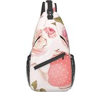 Sac bandoulière élé Style Vintage avec Tasses à thé et Roses, Design Shabby Chic et Romantique, Sac à Dos léger et décontracté pour Hommes et Femmes, idéal pour Les Sports de Plein air