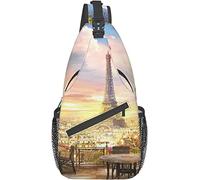 Sac bandoulière élégant, Tour Eiffel, Paris, Paysage, Architecture, Balcon, Vue sur la Rue, Paysage Urbain, Sac à Dos léger et décontracté, Unisexe