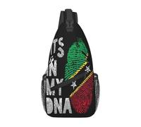 Sac Bandoulière Empreinte Digitale du Drapeau des Racines De Saint-Kitts-Et-Nevis Unisexe Sac De Poitrine Loisir Bandouliere pour Femme Gym Voyage