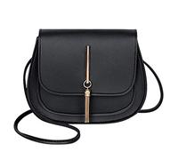 Sac Bandouliere Femme Cuir Tassel Portable Sac Besace Petit Sac A Main Sac De Cours LycéE Fille Pas Cher Sacs Une ÉPaule Simple Mode Pure Couleur Enveloppe Cabas (18x6x15cm, noir)