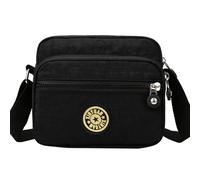 Sac Bandoulière Femme Impermeable Nylon, Sac a Main Femmes avec Bandoulieres Réglable, Loisir Léger Sacoche Sport Bandoulière Multipoches, Sac Besace Messenger Bag pour Voyage École Sports (Noir - M)