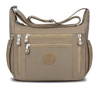 Sac Bandoulière Femme LUROON, Imperméable, Multifonctionnel, avec Bandoulière Réglable et Multi-Poches, Sac Besace Loisir pour Voyage, Taille : 29*13*22cm, Couleur : Kaki