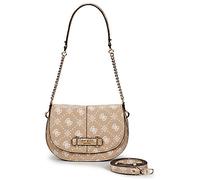 Sac Bandouliere femmes Guess CARRIE LOGO FLAP SHOULDER BAG Beige Unique