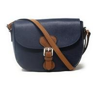 Sac bandoulière INA SCOT Bleu foncé - OH MY BAG - Femme - Cuir grainé - 23(au plus long) X 17 X 7 cm