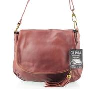 Sac bandoulière - OLIVIA - PALERME N1269 - Cuir souple - Marron/Cognac foncé