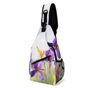 Sac Bandoulière Papillon Fleur D'Iris Durable Sacoche Porté Épaule Réglable pour Camping Voyage 19X39Cm