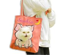 Sac bandoulière personnalisé avec Broderie de Lettres de nom,Pochette Portable pour félins Mignonne,Design Adorable Voyage en Plein air,Petits compagnons Promenade Canine Accessoires Chatons Chiots