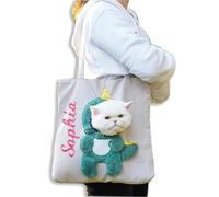 Sac bandoulière personnalisé avec Broderie de Lettres de nom,Pochette Portable pour félins Mignonne,Design Adorable Voyage en Plein air,Petits compagnons Promenade Canine Accessoires Chatons Chiots