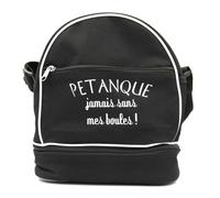 Sac bandoulière pour 3 boules de pétanques - Jamais sans mes boules - noir