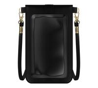 Étui pour téléphone portable avec fenêtre pour écran tactile et bandoulière 1.40m noir