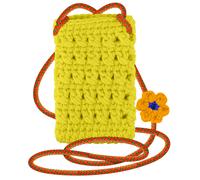 Sac Bandoulière Pour Smartphone Tricoté Main Motif Fleur Série Flowerweave Jaune