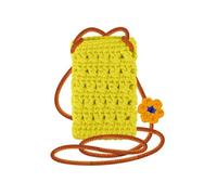 Sac Bandoulière pour Smartphone Tricoté Main Motif Fleur Série FlowerWeave Jaune