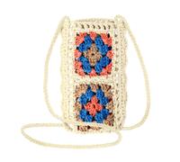 Sac Bandoulière pour Téléphone Tissé Creux Motifs Colorés Série WavePocket Crème