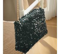 Sac bandoulière rectangle à paillettes et sequins pour femmes, sac à main à fermeture éclair unique et personnalisé, petit design de niche avec chaîne pour l'épaule Taille UniqueTout ImpriméPolychloru