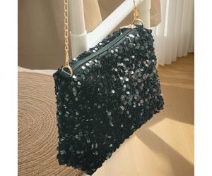 Sac bandoulière rectangle à paillettes et sequins pour femmes, sac à main à fermeture éclair unique et personnalisé, petit design de niche avec chaîne pour l'épaule Taille UniqueTout ImpriméPolychloru