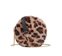 Sac Bandoulière Rond pour Femme en Fourrure avec Chaîne Dorée en Métal Gallantry Marron Marron