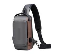 Sac bandoulière Sac de poitrine for homme avec verrouillage par mot passe et antivol, sac motard, banane, à bandoulière, dos sport, for loisirs, course pied, voyage(Grey Gold)